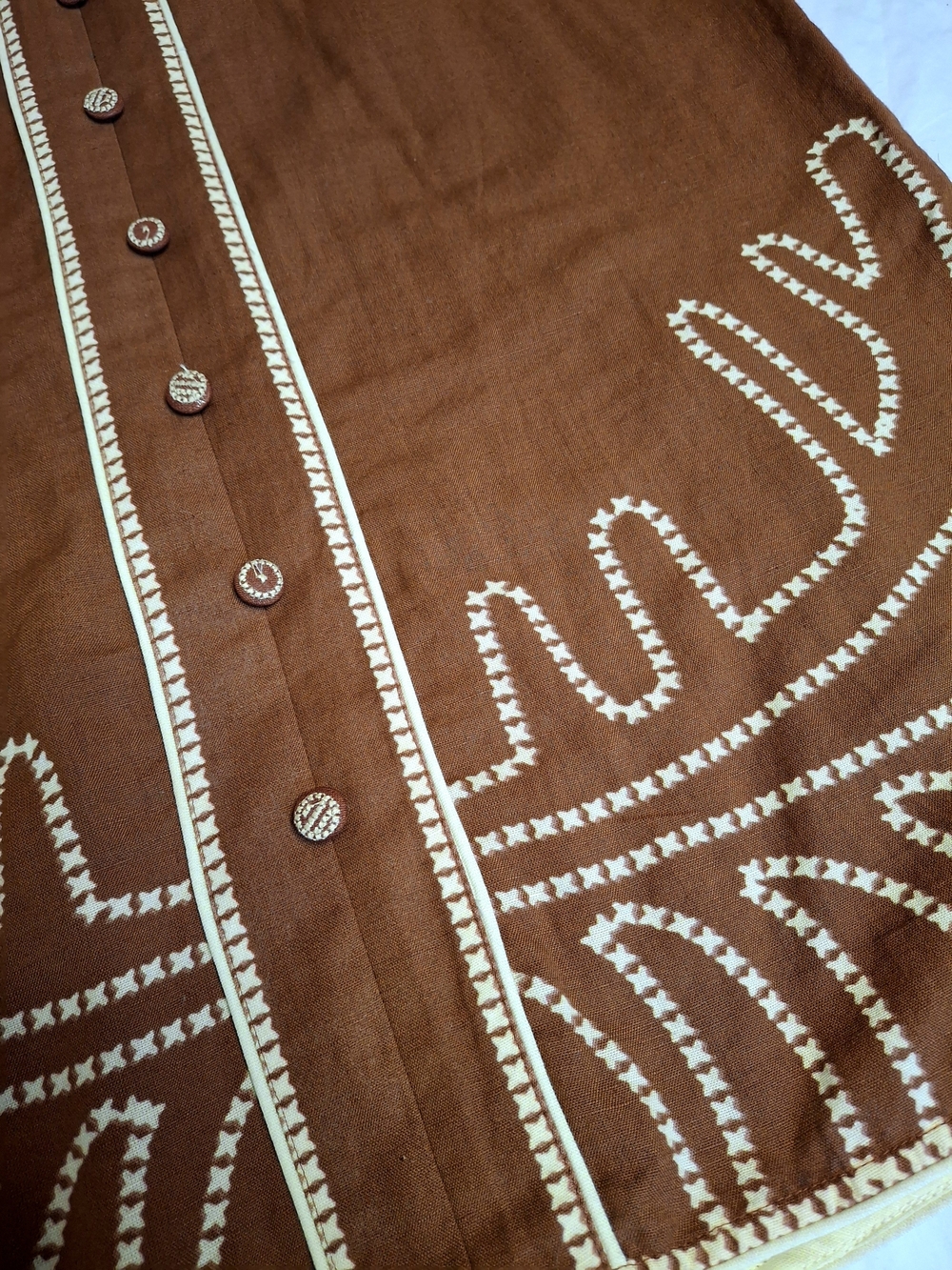Anna Cate Embroidered Maxi Skirt Boho Button Front Brown Size Small - Picture 4 of 8